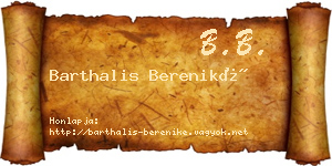 Barthalis Bereniké névjegykártya